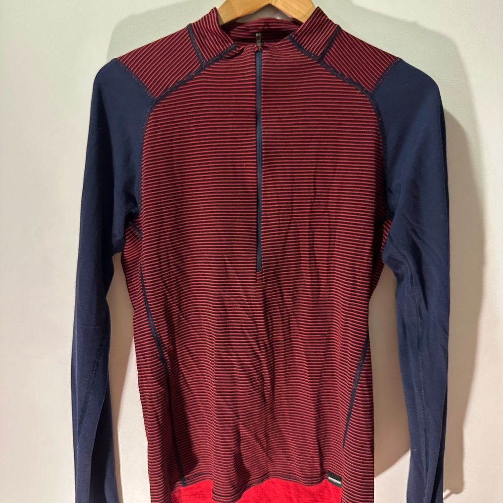 Patagonia Men’s Capilene 2 Lightweight Red and Black Striped Baselayer